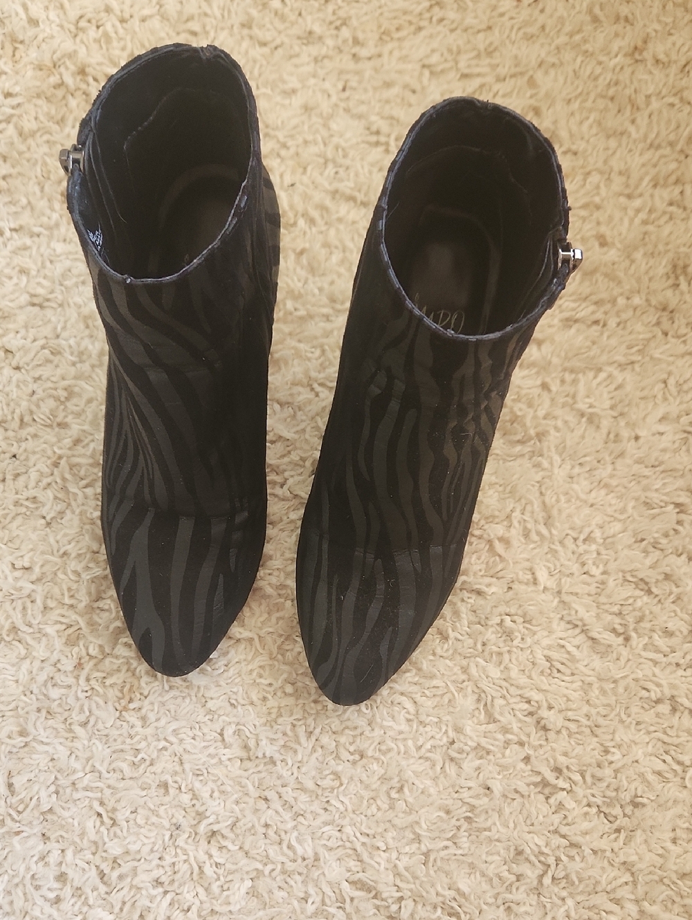 Black Zebra-Print Ankle Boots - Women